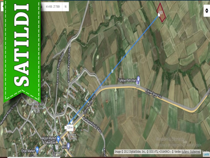 Tekirdağ Saray Kurtdere,de Satılık Arsa , 800 M2 Yolu Var Hisseli