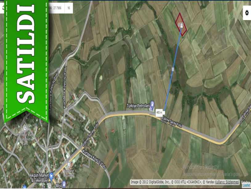 Tekirdağ Saray Kurtdere,de Satılık Arsa , 800 M2 Yolu Var Hisseli