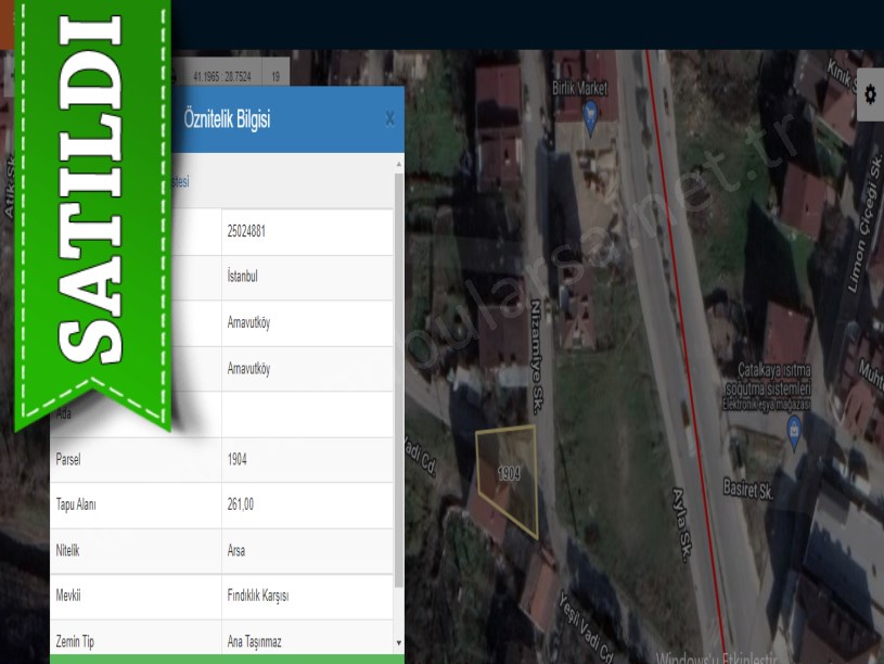 Arnavutköy İslambeyde Satılık Arsa , 261 m2 Cadde Cephe Müstakil