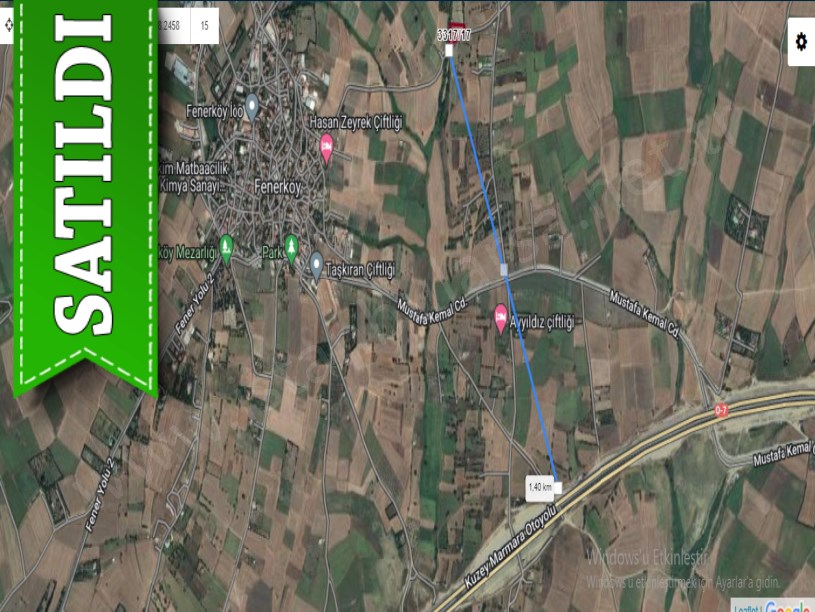Silivri Fenerköyde Satılık Arsa , 555 m2 Çaplı Resmi Yola Cephe