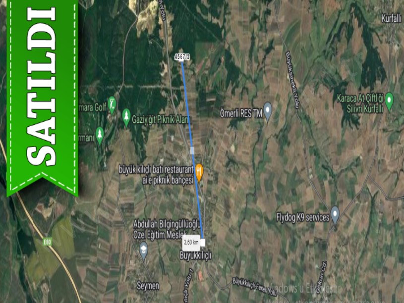 Silivri Büyükkılıçta Satılık Tarla , 7,742 m2 Müstakil Yolu Var