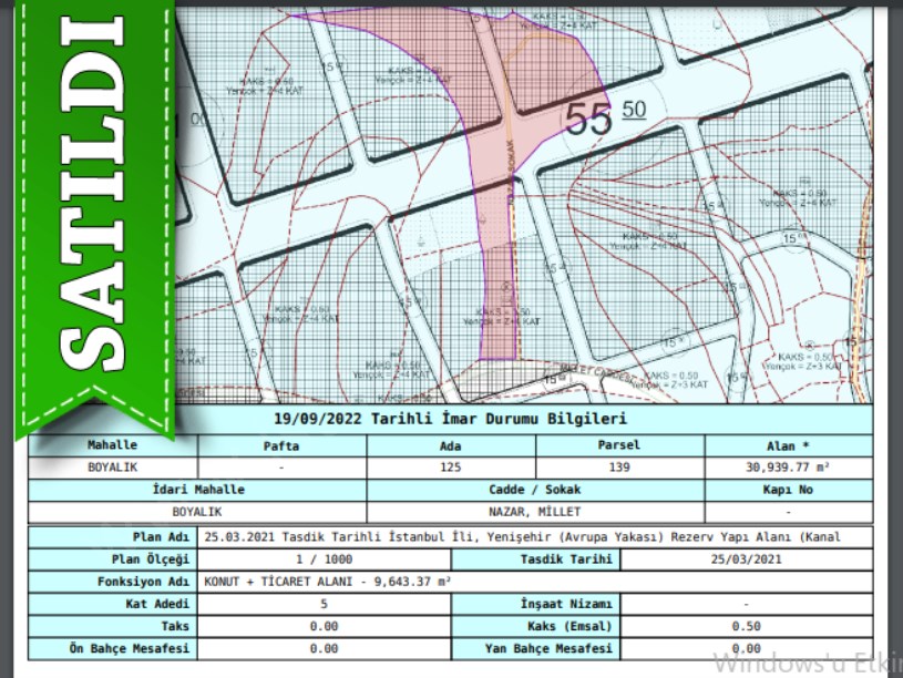 Arnavutköy Boyalıkta Satılık Arsa , 588 m2 Çevrili Yolu var