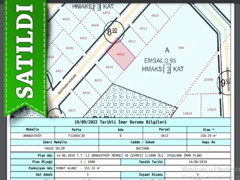Arnavutköy Yavuzselim Mah Satılık Arsa , 159 M2 Konut İmarlı Müstakil