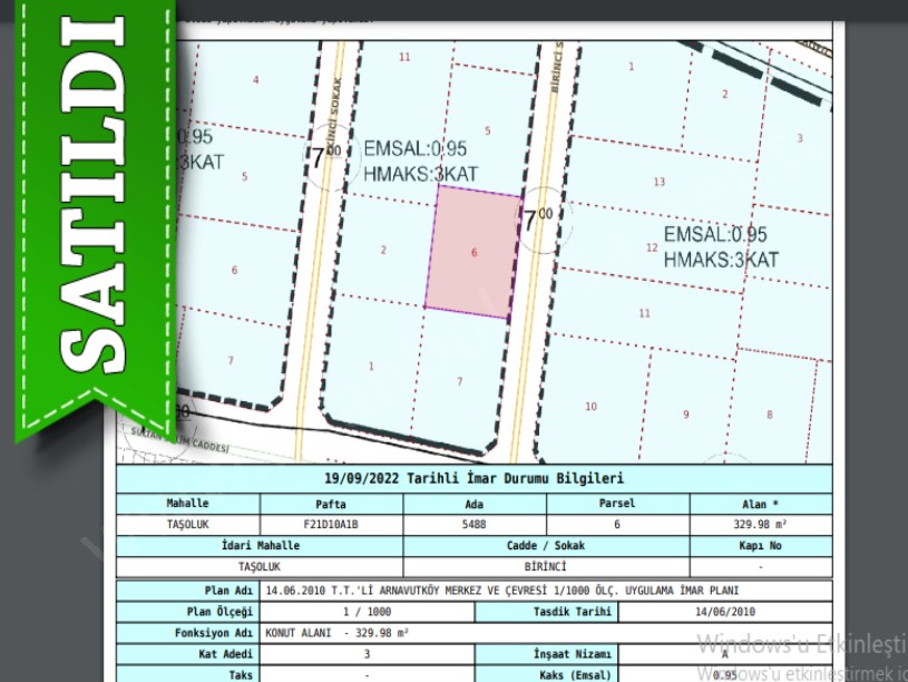 Arnavutköy Taşolukta Satılık Arsa , 329 M2 Müstakil İmarlı 