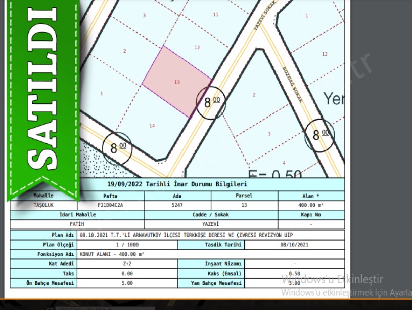 Arnavutköy Taşolukta Satılık Arsa , 400 M2 Konut İmarlı