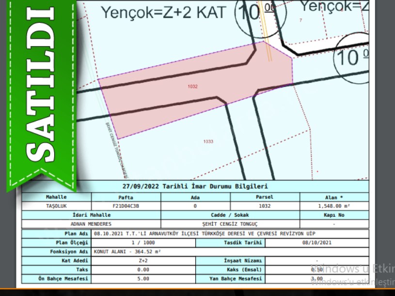 Arnavutköy Taşolukta Satılık Arsa , 190 M2 Cadde Cephe