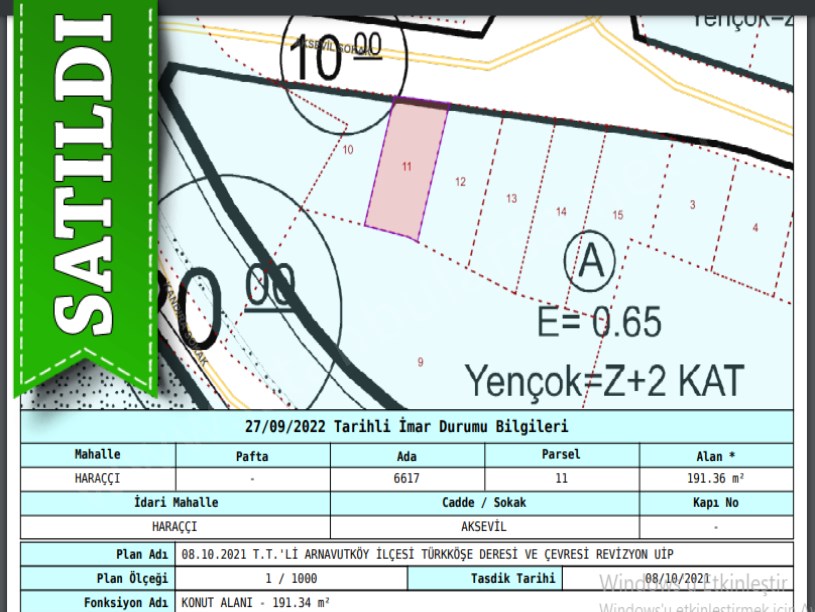 Arnavutköy Haraççıda Satılık Arsa , 191 m2 Evlerin Yakını Yolu Var