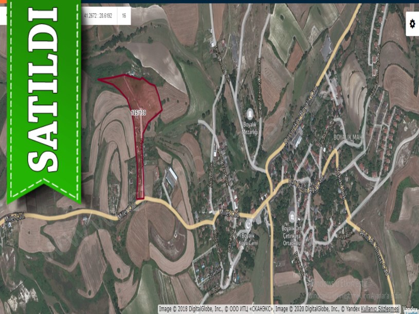 Arnavutköy Boyalıkta Satılık Arsa , 558 M2 Cadde Cephe 