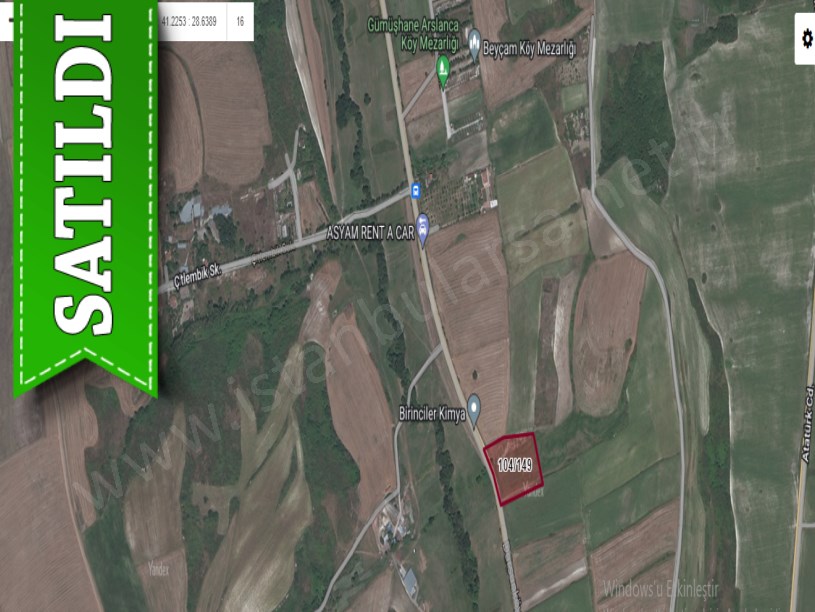 Arnavutköy Dursunköyde Satılık Arsa , 337 M2 Cadde Cephe