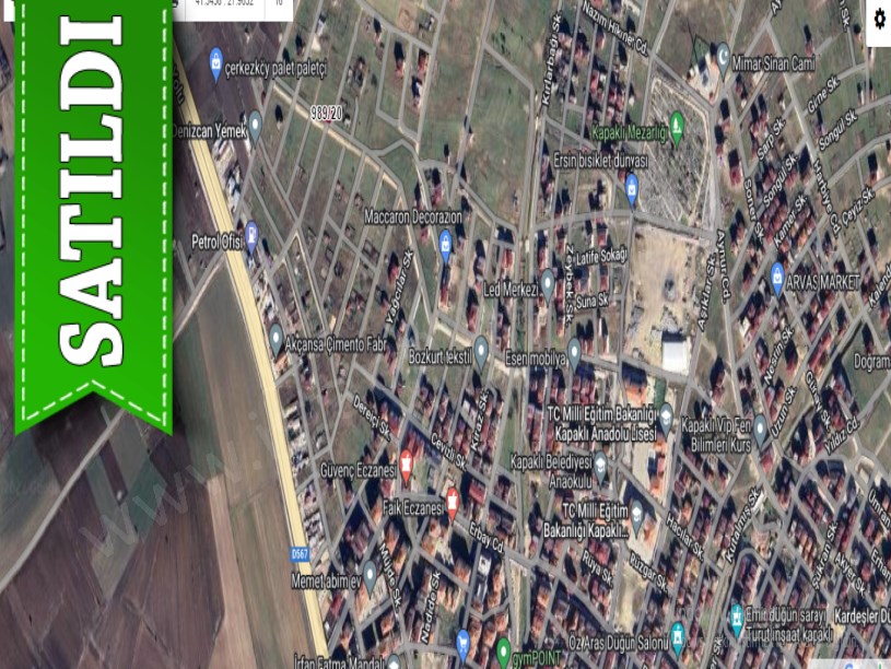 Tekirdağ  Kapaklıda Satılık Arsa , 251 M2 Caddeye Yakın Ticari + Konut İmarlı