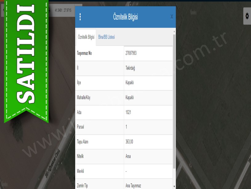 Tekirdağ  Kapaklıda Satılık Arsa , 363 m2 Köşe Başı Caddeye Yakın