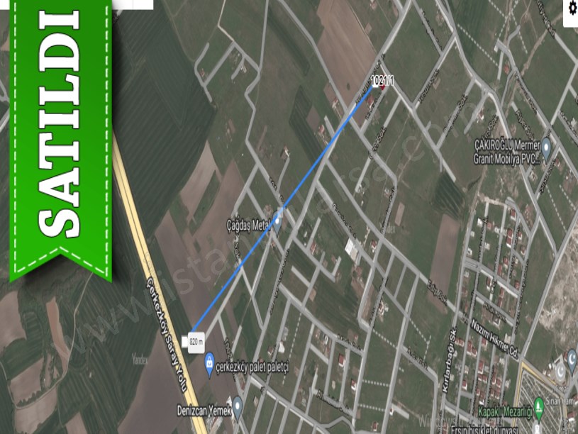 Tekirdağ  Kapaklıda Satılık Arsa , 363 m2 Köşe Başı Caddeye Yakın