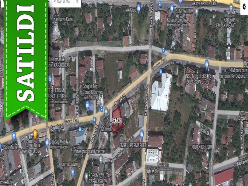 Arnavutköy Haraççıda Satılık Arsa , 439 M2 Cadde Cephe Köşe Başı