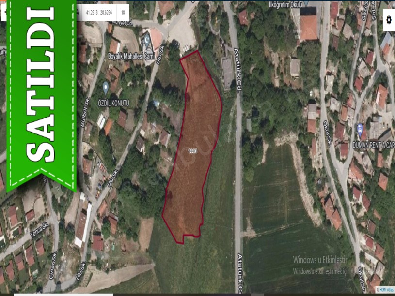 Arnavutköy Boyalıkta Satılık Arsa , 1,300 M2 Caddeye Yakın İmarlı
