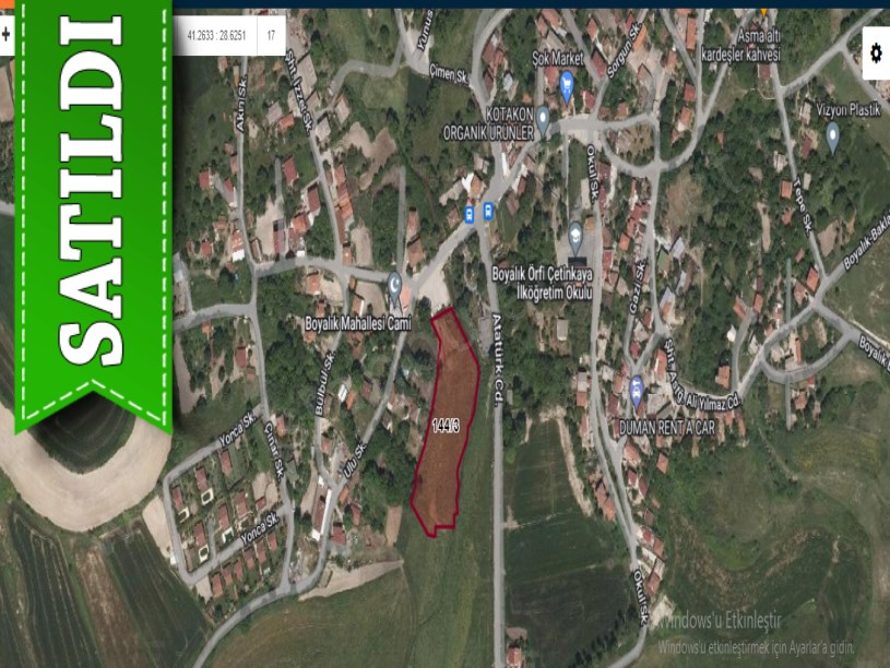Arnavutköy Boyalıkta Satılık Arsa , 1,300 M2 Caddeye Yakın İmarlı