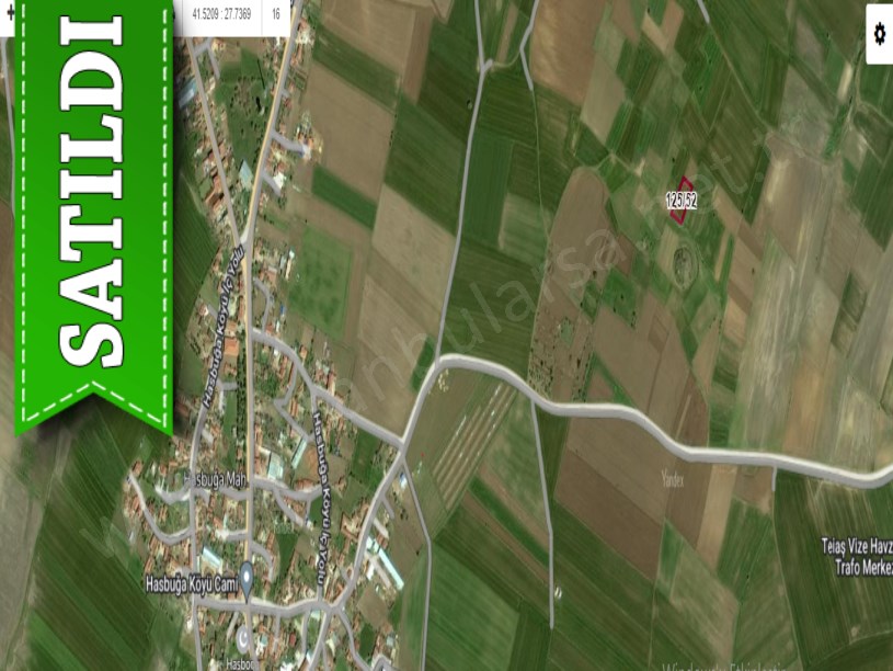 Kırklareli Vize Hasbuğa Köyünde  Satılık Tarla , 1,264 M2 Evlerin Yakını Yola Cephe
