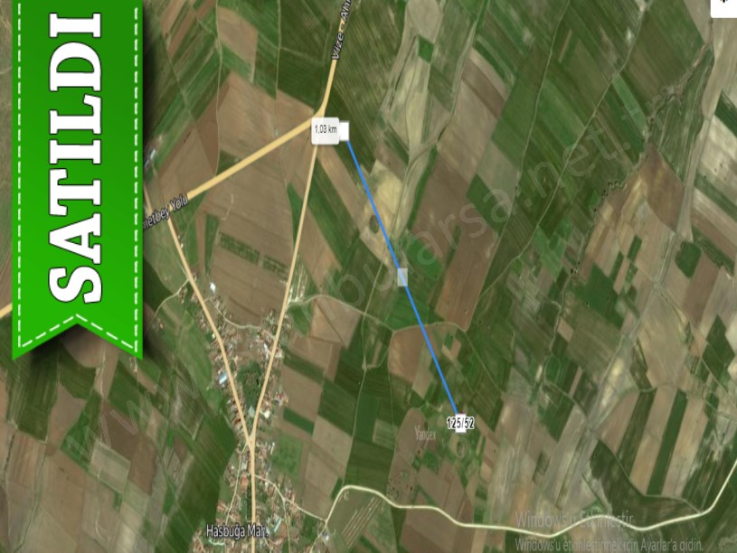 Kırklareli Vize Hasbuğa Köyünde  Satılık Tarla , 1,264 M2 Evlerin Yakını Yola Cephe