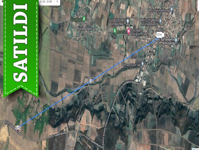 Edirne Meriç K.Doğancada Satılık Tarla , 592 m2 Asfalt Yola Cephe Müstakil