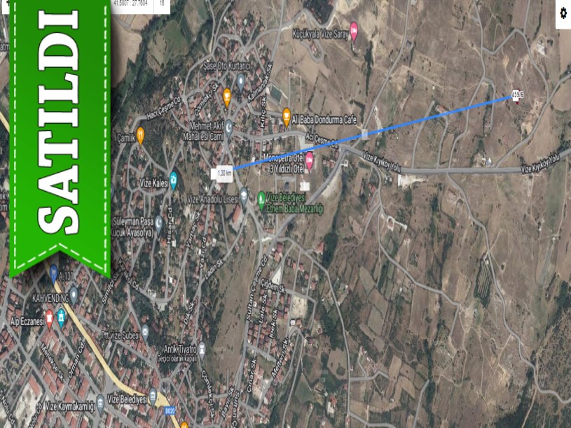 Kırklareli Vize Mehmet Akif Mah, Satılık Arsa , 459 m2 Müstakil