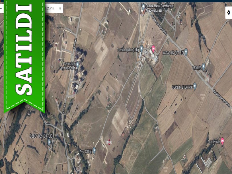 Tekirdağ Çerkezköy Kızılpınar Mah, Satılık Arsa , 395 m2 Müstakil Yolu Var