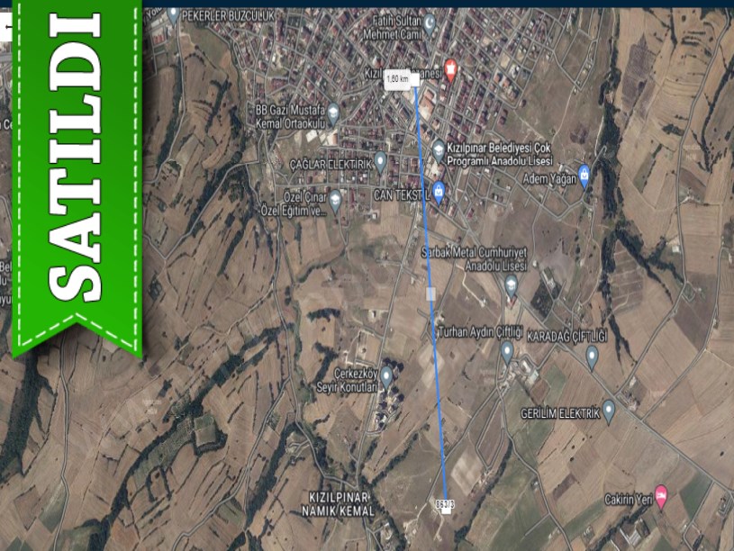 Tekirdağ Çerkezköy Kızılpınar Mah, Satılık Arsa , 395 m2 Müstakil Yolu Var
