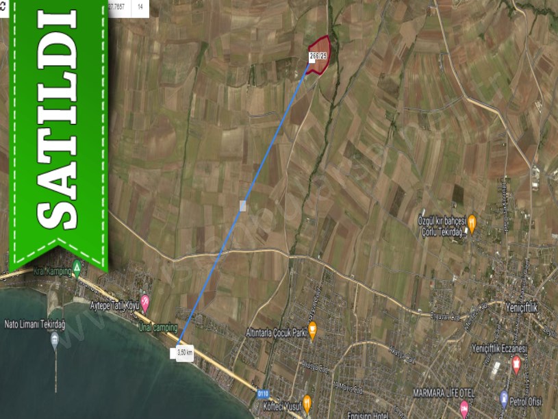 Tekirdağ Marmaraereğli Çeşmeli Mah Satılık Arsa , 222 M2 Yolu Mevcut 