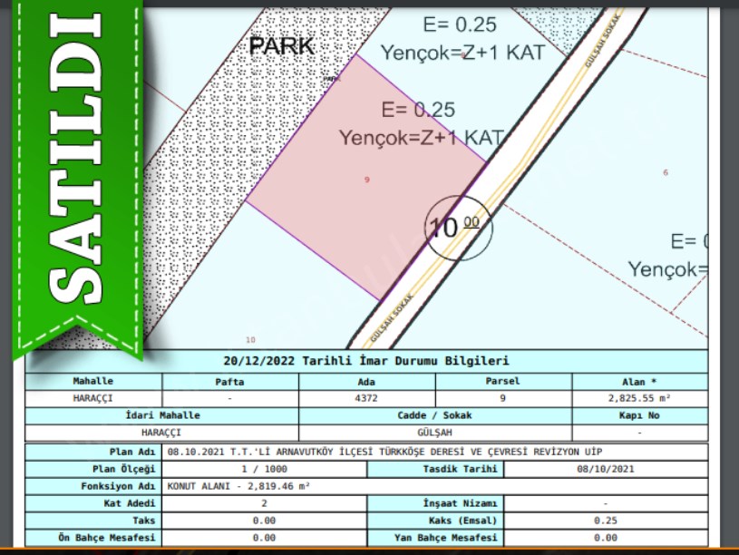Arnavutköy Haraççı,da Satılık Arsa , 241 m2 Yolu Var İmarlı