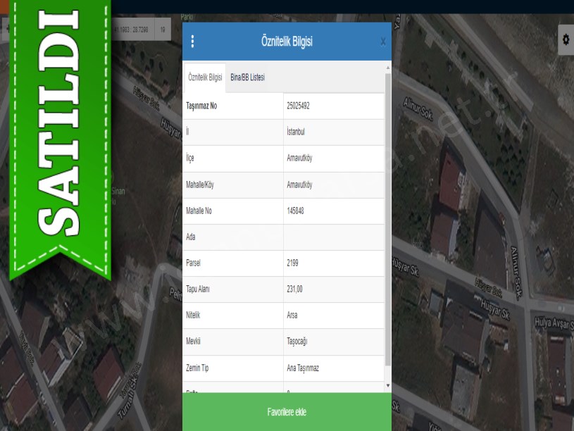 Arnavutköy NeneHatun Mah. Satılık Arsa , 231 m2 KöşeBaşı Müstakil 