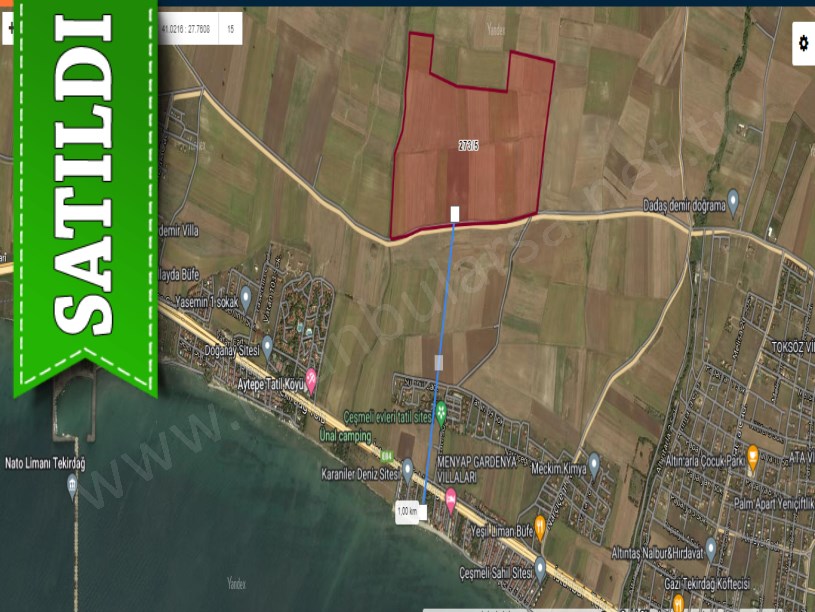 Tekirdağ Marmaraereğli Çeşmeli Mah Satılık Arsa , 649 m2 Denize Yakın Yolu Var