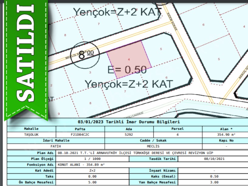 Arnavutköy Taşolukta Satılık Arsa , 118 M2  Caddeye Yakın Hisseli 