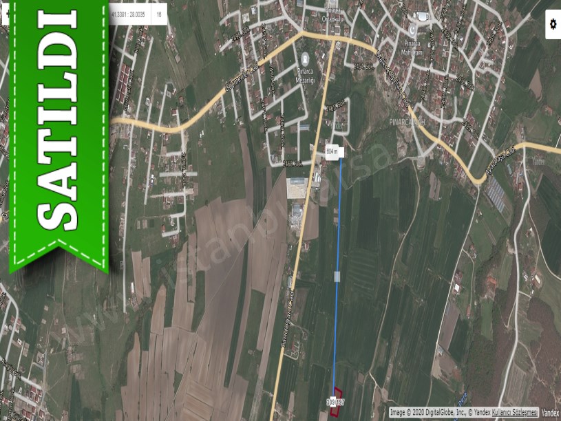 Tekirdağ  Kapaklı Pınarca Mah Satılık  Tarla , 2,060 m2 Müstakil Caddeye Yakın