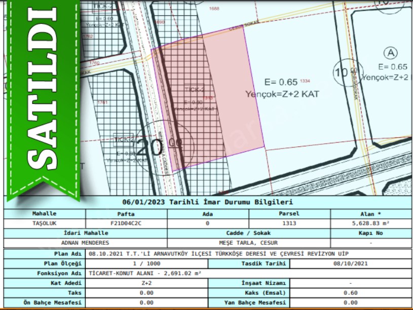 Arnavutköy Taşolukta Satılık Arsa , 198 M2 Cadde Cephe Hisseli