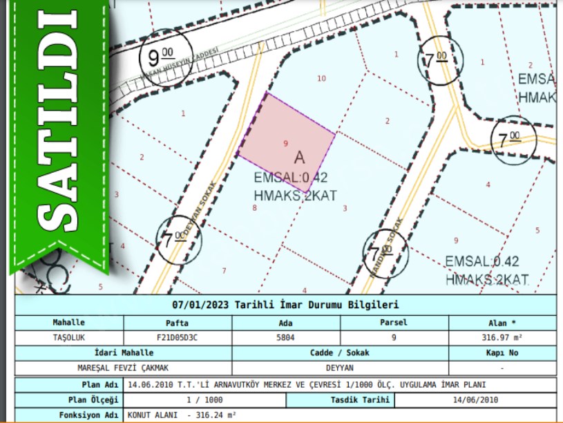Arnavutköy Taşolukta Satılık Arsa , 316 M2 Müstakil Merkezde 