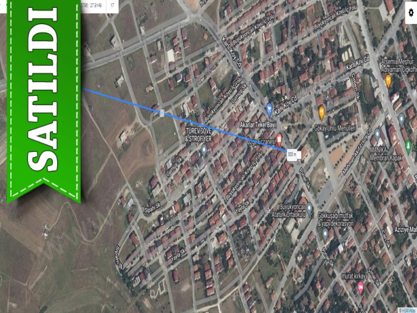 Tekirdağ Saray Büyükyoncalıda Satılık Arsa , 359 M2 Köşe Başı Cadde Cephe