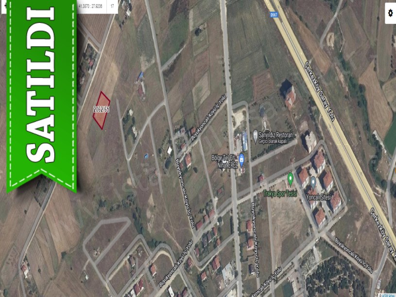 Tekirdağ Saray Büyükyoncalıda Satılık Tarla , 1,692 m2 İmariçi Müstakil