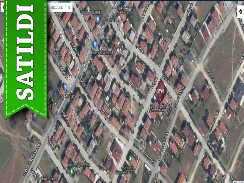Tekirdağ Saray Ayaspaşada Satılık Arsa , 491 M2 4 Kat İmarlı Çevrili 