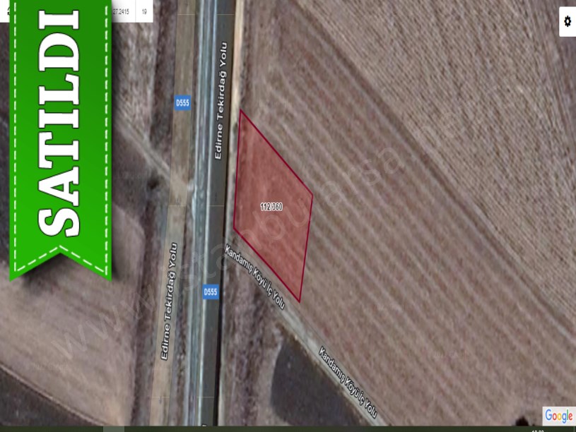 Tekirdağ Hayrabolu Kandamış Satılık Arsa , 1,295 m2 Köşe Başı Cadde Cephe