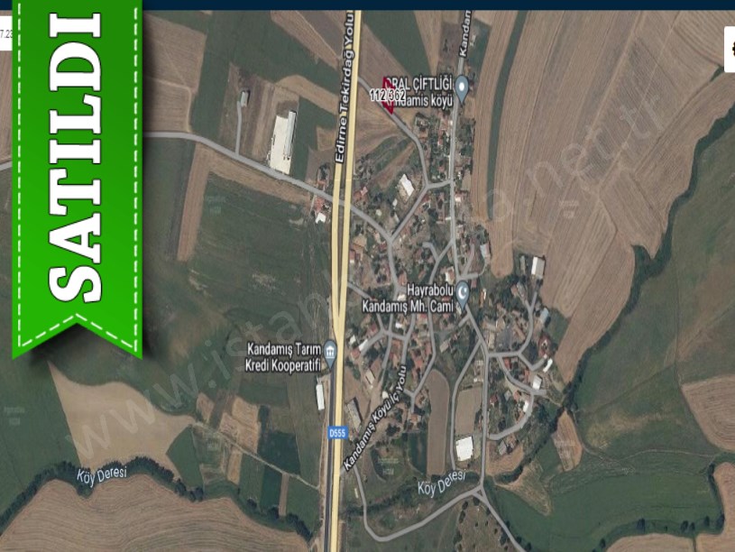 Tekirdağ Hayrabolu Kandamış Satılık Arsa , 1,295 m2 Köşe Başı Cadde Cephe