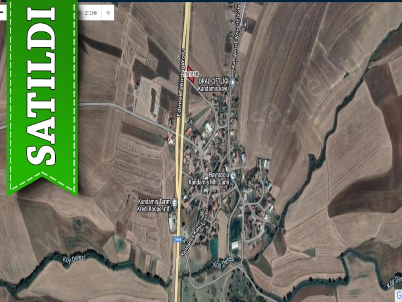 Tekirdağ Hayrabolu Kandamış Satılık Arsa , 1,295 m2 Köşe Başı Cadde Cephe