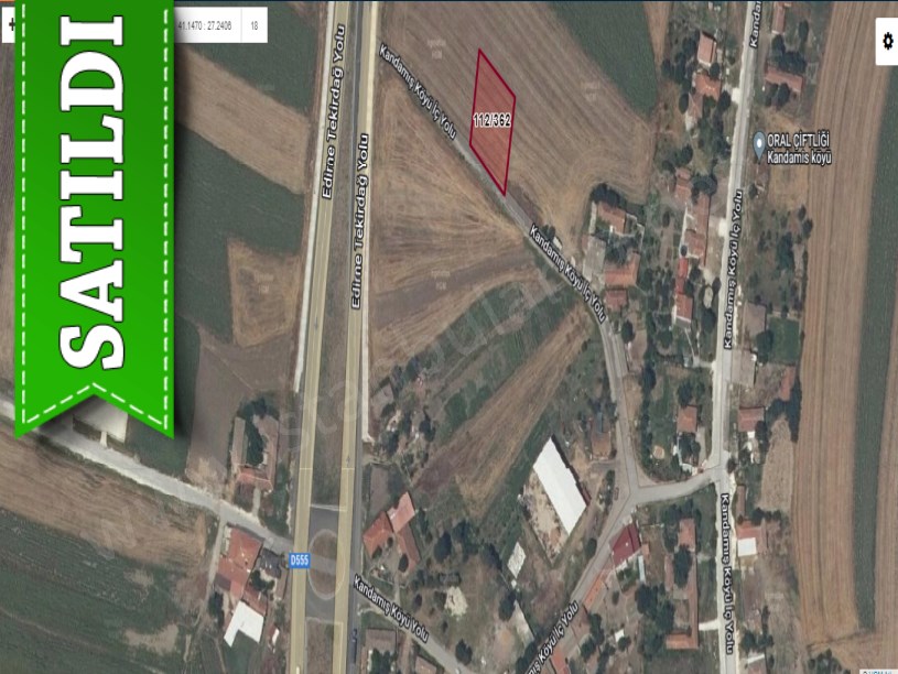 Tekirdağ Hayrabolu Kandamış Satılık Arsa , 1 Dönüm Yola Cephe Müstakil İmarlı