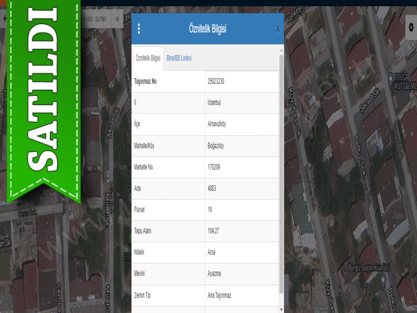 Arnavutköy Boğazköyde Satılık Arsa ,104 m2 4 Kat İmarlı Müstakil 