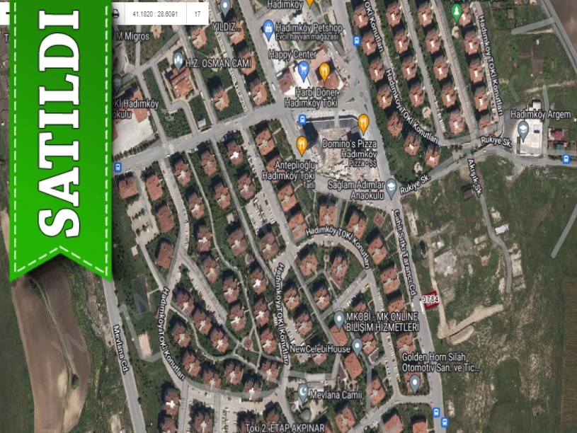 Arnavutköy Hadımköyde Satılık Arsa , 301 m2 Cadde Cephe Müstakil 
