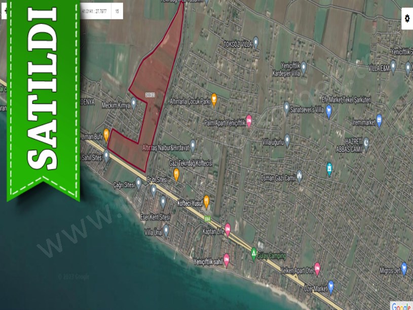 Tekirdağ Marmaraereğli Çeşmeli Mah Satılık Arsa , 400 M2 Otobana Cephe