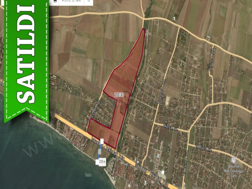 Tekirdağ Marmaraereğli Çeşmeli Mah Satılık Arsa , 400 M2 Otobana Cephe