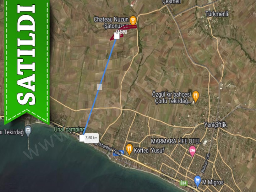 Tekirdağ Marmaraereğli Çeşmeli Mah Satılık Arsa , 208 m2 Yola Cephe