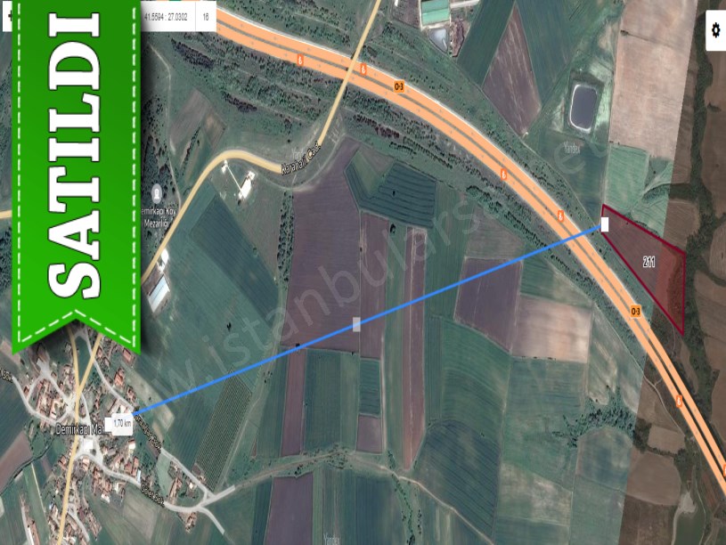 Kırklareli Babaeski Demirkapı Köyünde Satılık Tarla , 26,293 m2 Otobana Cephe 