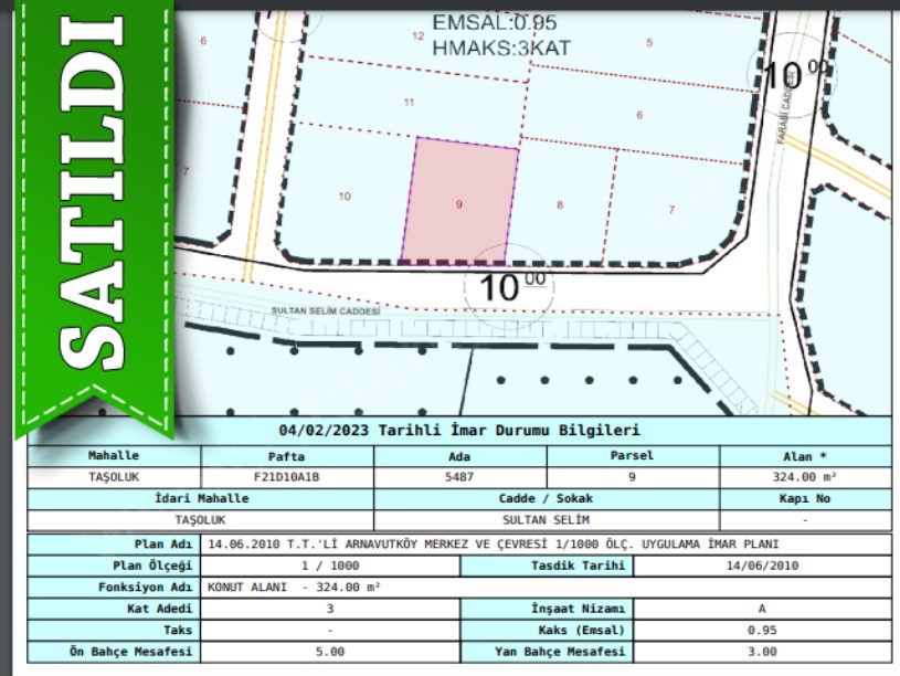 Arnavutköy Taşolukta Satılık Arsa , 324 m2  Müstakil Konut İmarlı 