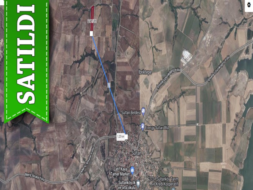 Edirne İpsala Sultanköyde Satılık Tarla , 7,800 m2 Yola Cephe Müstakil