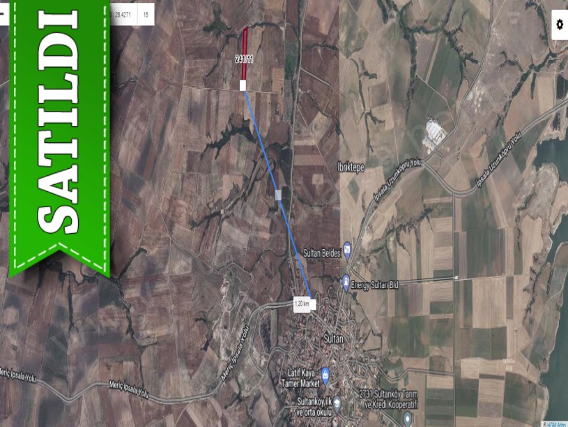 Edirne İpsala Sultanköyde Satılık Tarla , 7,800 m2 Yola Cephe Müstakil