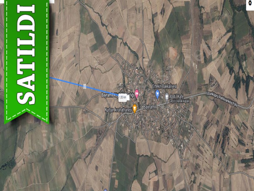 Edirne Uzunköprü Bayramlı Köyünde Satılık Tarla , 9,700 m2 Yolu Var Müstakil